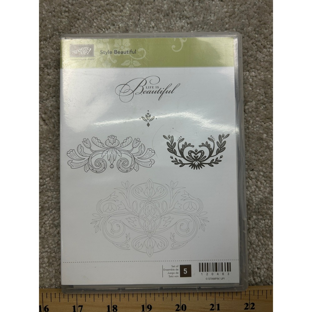Stampin Up Style Beautiful 120483 Clear Mount Rubber Stamp Set Floral 5pc